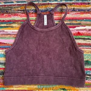 Zenana Outfitters Purple Crop Ribbed‎ Tank